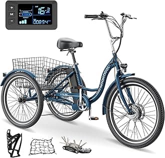 NAIZEA Electric Tricycle Adult Electric Bicycles,Electric Trike,3 Wheel Electric Bike Ebike E Bicycle with Removable Battery, Motorized Trike with Basket for Women Men