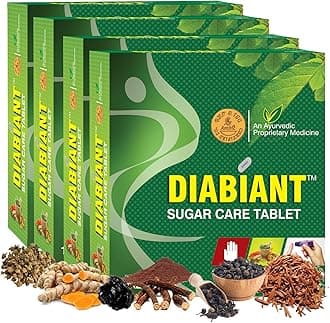 AMBIC Diabiant Sugar Care Tablet - 120 Herbal Diabetes Tablets, Ayurvedic Diabetic Care Medicine, Helps Maintain Healthy Sugar Levels, Regulates Blood Glucose, Improves Metabolism Level, Pack of 4