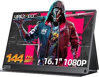 UPERFECT 144 Hz Portable Monitor 16.1 Inch Gaming Monitor 1920×1080 FHD IPS Display USB Type C HDMI Port, Matte Screen with Smart Cover, Extend Display for Laptop/PC/Phone