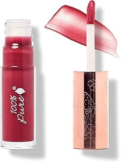 Lip Gloss (Fruit Pigmented), Pomegranate Wine, High Shine, Moisturizing, Natural Lip Gloss, Sheer Finish, Tinted Lip Gloss w/ Cocoa Butter, Vitamin E (Medium Berry Red Color) - 0.14 Fl Oz