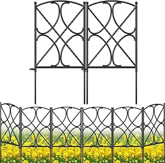 10 Panels 24in(H)×10ft(L) Decorative Garden Fences and Borders for Dogs Rustproof Metal No Dig Fence Panels Garden Edging Border for Animal Barrier Flower Beds Yard Patio