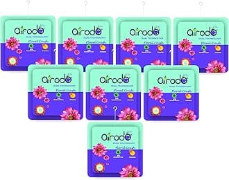 AIRODO Air Room Freshener Power Pocket Gel, Fragrance Booster, Lasts Upto 30 Days, Skin Friendly, Home Fragrance Fresh Scents for Bathroom, Toilet, Living Room, Office (Floral Crush, Pack of 8)