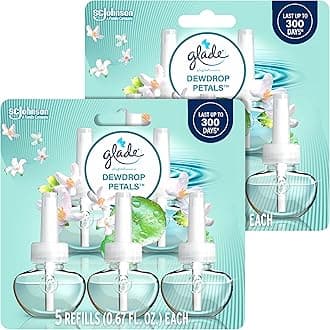 GladePlugIns Refills Air Freshener, Dewdrop Petals, Scented and Essential Oils for Home and Bathroom, 0.67 Fl Oz, 5 Count (Pack of 2)
