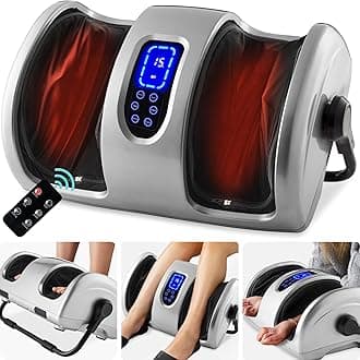 Best Choice Products Heated Foot Massager Machine Shiatsu Leg Massager, Therapeutic Reflexology Calf Massager w/Blood Circulation, Nerve Pain, Deep Kneading, High-Intensity Rollers - Silver