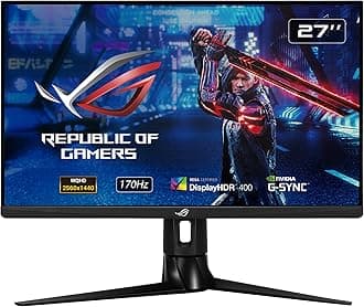 ROG Strix XG27AQ HDR Gaming Monitor – 27 inch WQHD (2560 x 1440), Fast IPS, Overclockable 170Hz (Above 144Hz), 1ms (GTG), ELMB SYNC, G-SYNC Compatible, DisplayHDR 400