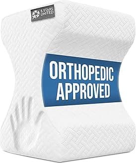 – 5 STARS UNITED Knee Pillow for Side Sleepers - Hip Pain Relief, Memory Foam Leg Cushion for Side Sleeping - Between Legs Pillow for Sciatica & Lower Back Pain, White