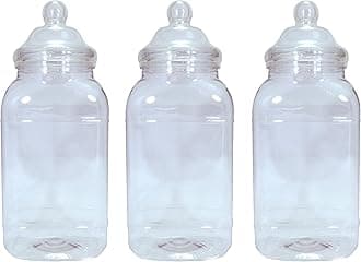 Britten & James Set of 3 Empty Large Victorian Plastic Sweet and Food Storage Jar with Screw Top Lid 4430ml