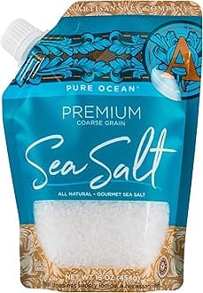 SaltWorks Premium Sea Salt, Coarse, Artisan Pour Spout Pouch, Pure Ocean, 16 Ounce