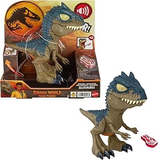 Mattel Jurassic World: Chaos Theory Netflix - Chomp Chomp Mega Roar Allosaurus Dinosaur Toy with Sound & Stretchable Jaw Tendons, Increasing Roar Levels & Feeding Feature, Ages 4 Years & Up, HVB45