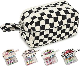 Bluboon Big Capacity Pencil Case Pouch Pen Case School Supplies - Cute Pencil Box Bag for Teen Girls Boys Women Man (Black White Checked)