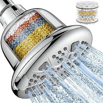 MakeFit Filtered Shower Head - High Pressure Shower Head with Filter for Hard Water Softener - 7 Settings Bathroom Rain Showerhead to Remove Chlorine and Heavy Metals (Chrome)