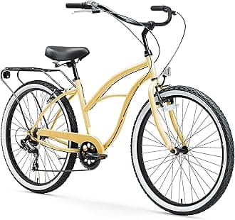 sixthreezero Electric-Bicycles Around The Block Women's Ebike, 250/500 Watt Motor, 7-Speed Beach Cruiser Bicycle with Rear Rack, 26" Wheels, Multiple Colors