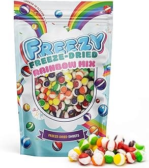Freezy Freeze Dried Sweets - Rainbow Mix 120 gms, Colourful Blend of Rainbow Bites, Sour American Crunchy Flavourful Sweet Candy Bag, Party Bag Stuff for Christmas Treats & TikTok UK Gift