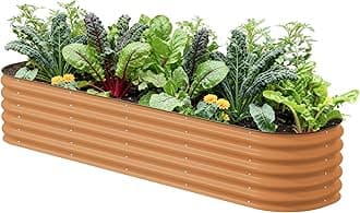 Vego garden Raised Garden Bed Kits, 17" Tall 9 in 1 8ft x 2ft Metal Raised Planter Bed Outdoor for Vegetables Flowers Ground Planter Box, Terra Cotta