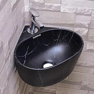 Small Size Corner Wall-Mounted Basin for Bathroom, Living Room & Dining Hall (14.17 X 13.38 X 6.10 In)