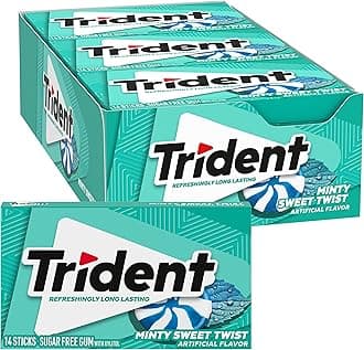 Trident Minty Sweet Twist Sugar-Free Chewing Gum, 12 Packs of 14 Pieces (168 Total Pieces)