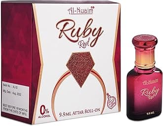 Al Nuaim Amer Series | Ruby Red Alcohol Free Unisex Attar - 9.9ml | Concentrated Perfume Oil | Premium-Grade Oriental Attar | Long Lasting Fragrance