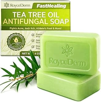 Roycederm Antifungal Antibacterial Tea Tree Soap: Antifungal Antibacterial Treatment for Face & Body Acne, Athlete's Foot, Tinea, Folliculitis Ringworm Jock Itch (Pack of 1)