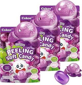COKOC Peelable Gummies Grape,Peeling Gummies Grape Candy,Individual Packaging 2.64oz Bag Fruit Peelable Candy(Pack of 3) Easter Candy Bag