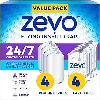 4 flying insect traps and 4 cartridges, fly trap and indoor insect catcher for mosquito nets, house and fruit flies, no mess, use in any room,