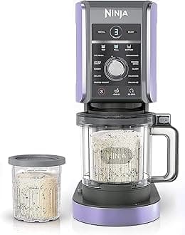 Ninja NC501 CREAMi Deluxe 11-in-1 Ice Cream & Frozen Treat Maker with 2 XL Family Size Pint Containers, Lavender (Renewed)