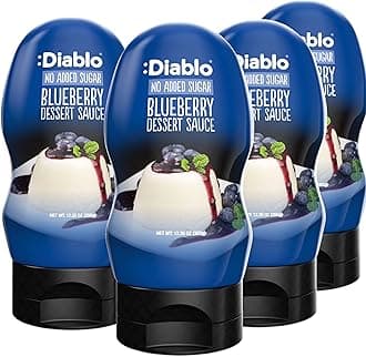Diablo No Added Sugar Dessert Sauce Blueberry – Guilt-Free Dessert Topping, Vegetarian Friendly Flavoring & Drizzle Syrup for Waffle, Pancake, Cereal, Cake, Ice Cream & More, 350g, 12.35oz - 4 Pack