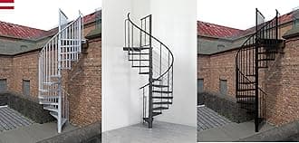 Austrian Outdoor Spiral Staircase Steel Galvanized+Black/White/Anthracite Painted Tube/Cable Railing Option 47.24" Diameter 13-Step kit to 120.28" High Please Get a Shipping Quote from us Before Order