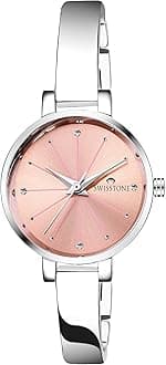 SWISSTONE Analog Women's Watch (Pink Dial Silver Colored Strap)