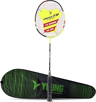 Young Aero 75 Ultra Light (75g, Pro-Grade) Strung Badminton Racket with Free Cover - Ultra Graphite Uni-Body Construction