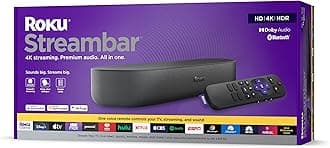 Roku Streambar | 4K/HD/HDR Streaming Media Player & Premium Audio, All In One, Includes Roku Voice Remote