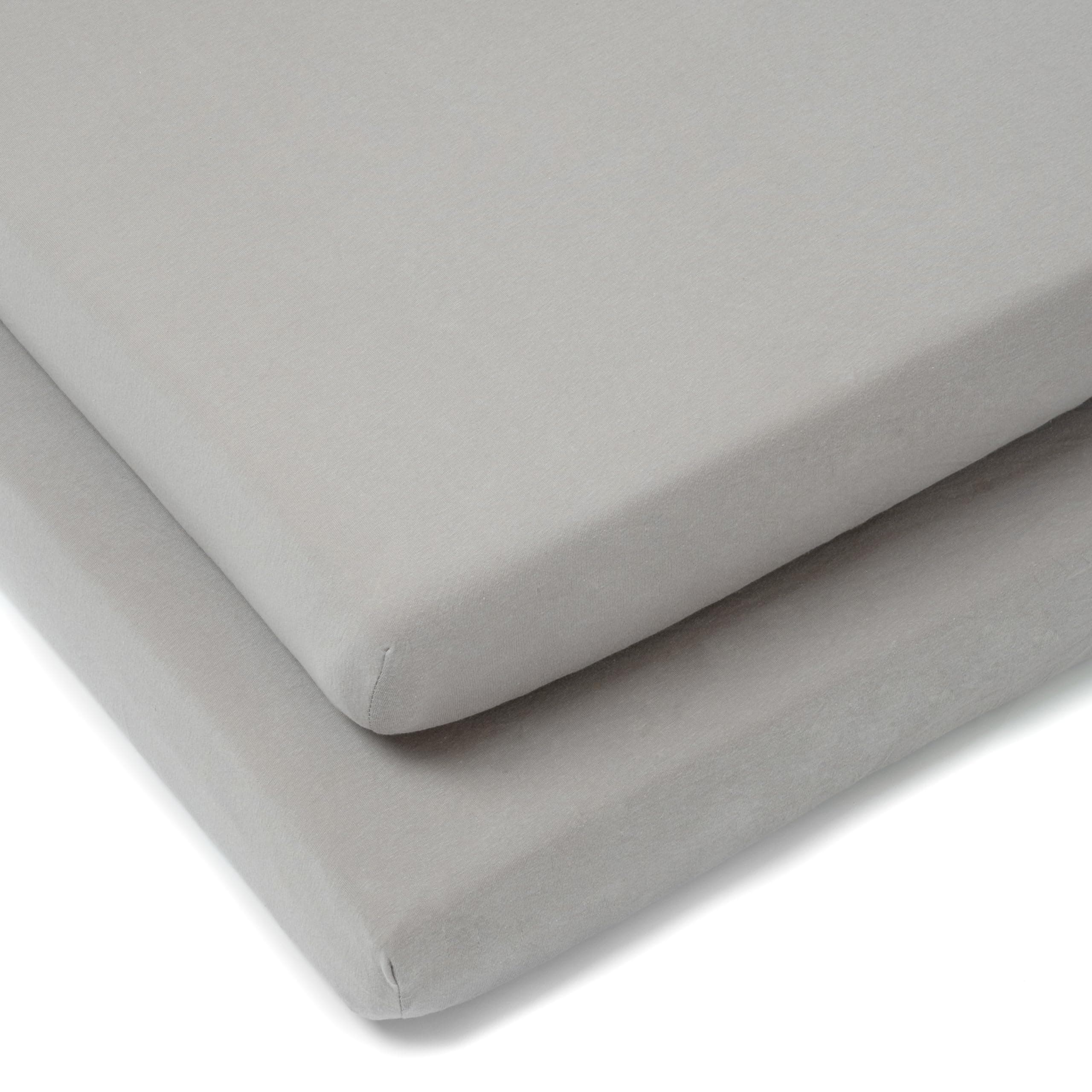 Clair de Lune 2 Pack Fitted Jersey Cotton Cot Sheets 60 x 120 cm (Grey)