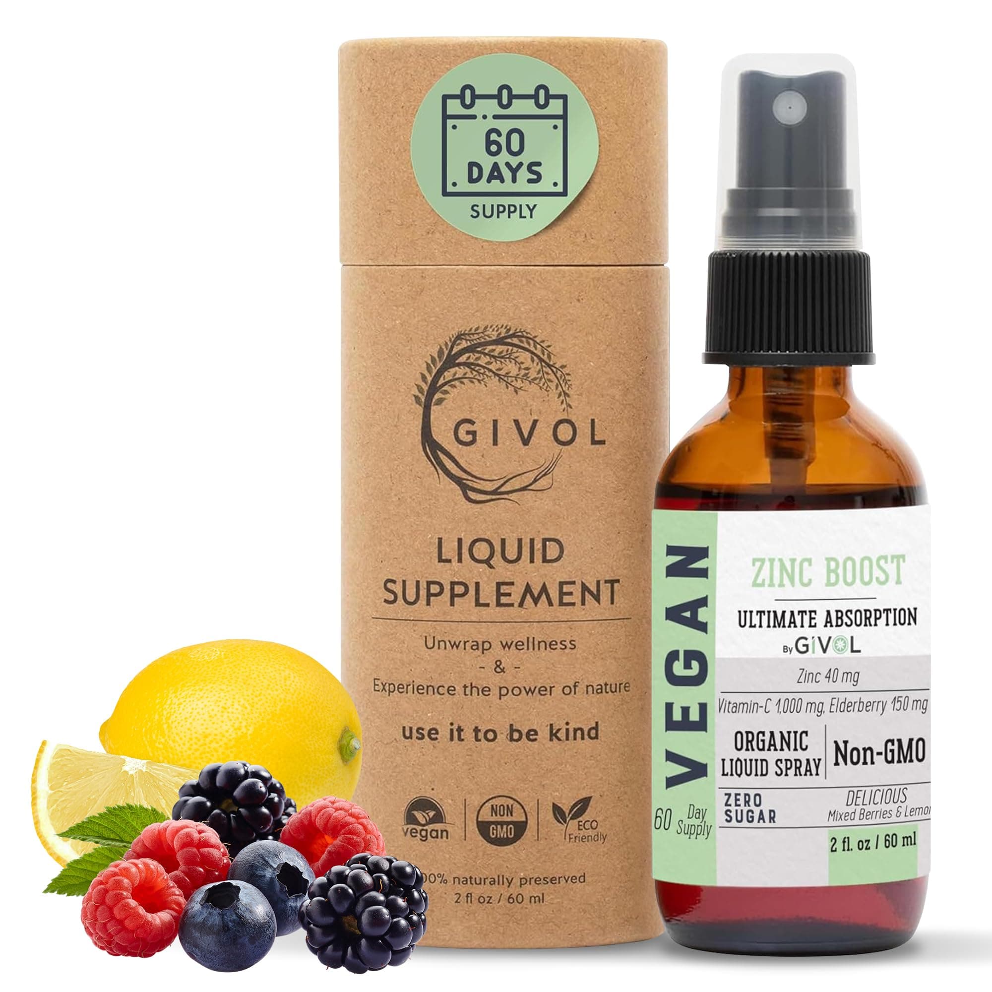 Organic ZINC Boost Mist 40 mg (Extra Strength) - Sugar Free with Vit C and Elderberry Extract - Vegan Liquid Spray for Kids and Adults - Easy Absorption - Non-GMO - (60 ml) 60 Days Supply