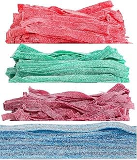 HolanDeli Assorted Sour Belts Candy, 1 Pound Bag. Sour Green Apple, Sour Strawberry, Sour Wild Cherry, Sour Blue Berry.