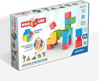 Geomag Magicube 24-Piece Magnetic Building Blocks for Toddlers Ages 1–5, Swiss-Made STEM Toy