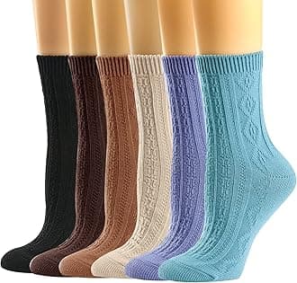 Mcool Mary Womens Crew Socks, Casual Knit Cotton Warm Comfy Breathable Cool Dress Socks for Girls 6 Pack