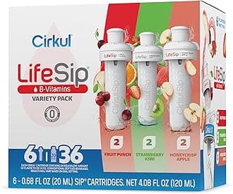 Cirkul LifeSip B-Vitamins Flavor Water Variety Pack, Makes 36 Drinks, No Sugar, Zero Calorie Drink Mix, (2 Fruit Punch, 2 Strawberry Kiwi, 2 Honeycrisp Apple)