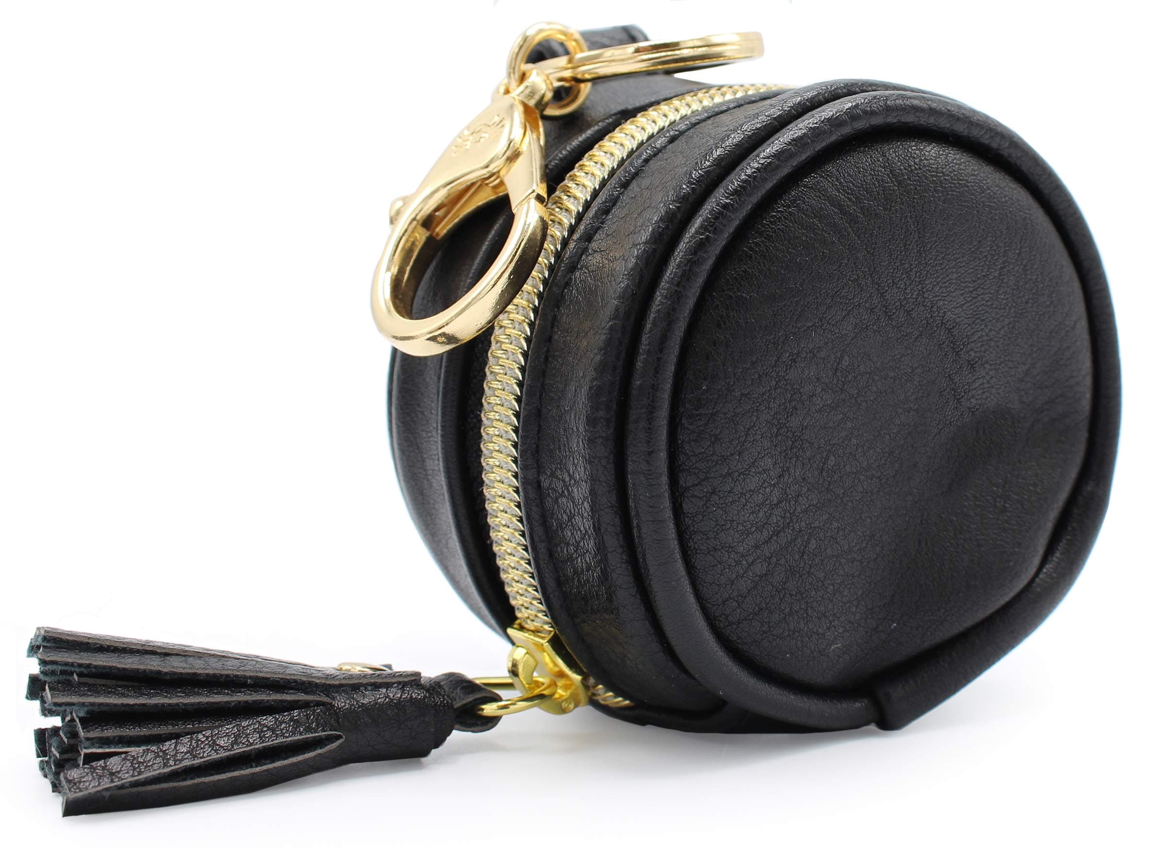 Itzy Ritzy Pacifier Case with Clip - Pacifier Charm Pod Includes Clasp to Easily Attach to a Diaper Bag or Purse, Measures 2.5" in Diameter and Holds 2 Pacifiers, Black