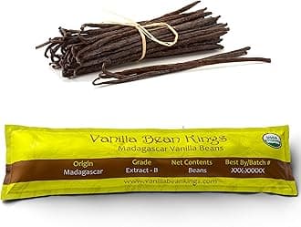 5 Madagascar Vanilla Beans - Whole Extract Grade B Pods for Baking, Homemade Extract, Brewing, Coffee, Cooking