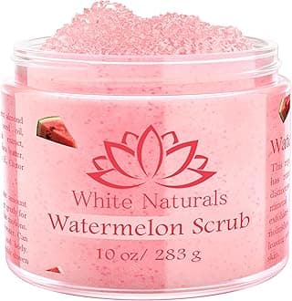 Organic Pink Watermelon Body Scrub, Pure Natural Gentle Exfoliator For Smooth & Soft Skin, Best Shower Exfoliating Salt Skincare Scrub, Hydrating & Moisturizing Face Foot Hands, Great Gift for Women