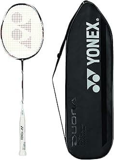 Graphite Duora Z Strike Professional Badminton Racquet with free Full Cover (Black, White, 88 grams , 28 lbs Tension, Made in Japan)