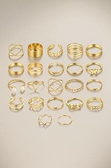 22pcs Latest Stylish Stackable Kunckle Rings Set for Women and Girls Butterfly Heart Boho Gold and Silver Plated Rings