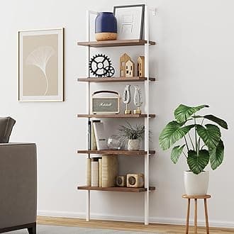 Nathan James Theo 5-Shelf Wood Modern Bookcase, Open Wall Mount Ladder Booksh...