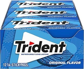 Trident Original Flavor Sugar Free Gum - with Xylitol - 12 Packs (168 Pieces Total)