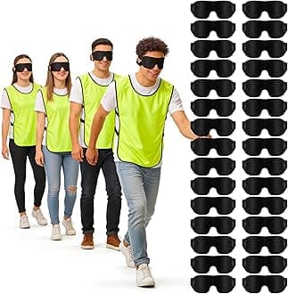 30 Pack Party Game Blindfolds, Disposable Blackout Sleep Masks Bulk for Men Women, Light Blocking Eye Mask for Team Building Adult Kids Activities Travel Sleeping