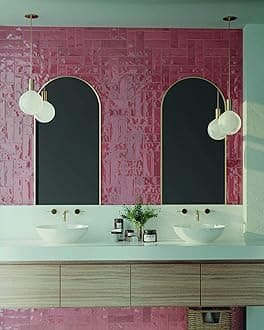 Atlas Ceramics - Porcelain Gloss Tile - Versatile Laying Options - Bathroom & Shower Wall - Kitchen or Bathroom Splashback - Traditional Art - Nolita Burdeos 2.5 in X 7.8 in