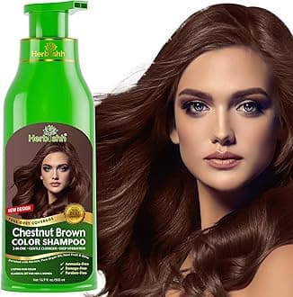 Hair Colour Shampoo for Grey Hair, Chestnut Brown, 500 ml, Ammonia-Free 3-in-1 Hair Dye Shampoo, Colours Hair in Minutes, Long-Lasting Colour