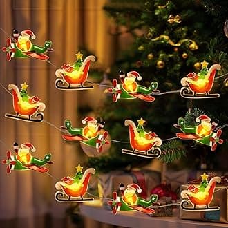 Coquimbo Christmas Lights Indoor Decorations, 10FT 30 LED Santa Claus Sleigh Christmas Tree String Lights Fairy Lights for Home Decor Xmas Tree Indoor Outdoor Holiday Party Decorations