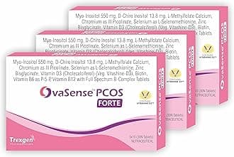 Trexgen® OvaSense-PCOS Forte Synergistic Myo-inositol & D-Chiro Inositol, Vitamin D, B-complex,Zinc, Chromium, Selenium & Micronutrients (30 x 3 box = 90 Tablets)