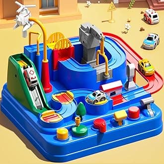 Race Track Car Toys for Kids 3 4 5 6 Years Old - City Adventures Set for Boys 3-5 Years Old, Boys Toys for Toddlers 3-4 Years with 3 Small Cars, Educational Games Gifts 3-4