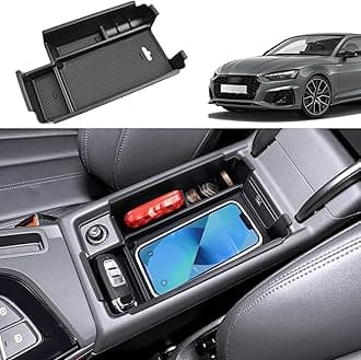 Center Console Organizer for Audi A4 (2017-2024), for Audi A5 (2017-2024), Durable ABS Plastic &Anti-slip Rubber 2022 2023 2024 A4/A5 Console Tray Insert Coin Container 2024 A4/A5 Accessories